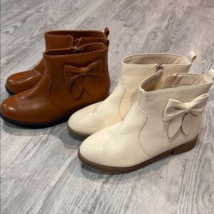 2 pairs Youth Ankle Boots with Bow Accent